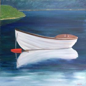 Big White Dory - Painting by Joyce Frederick
