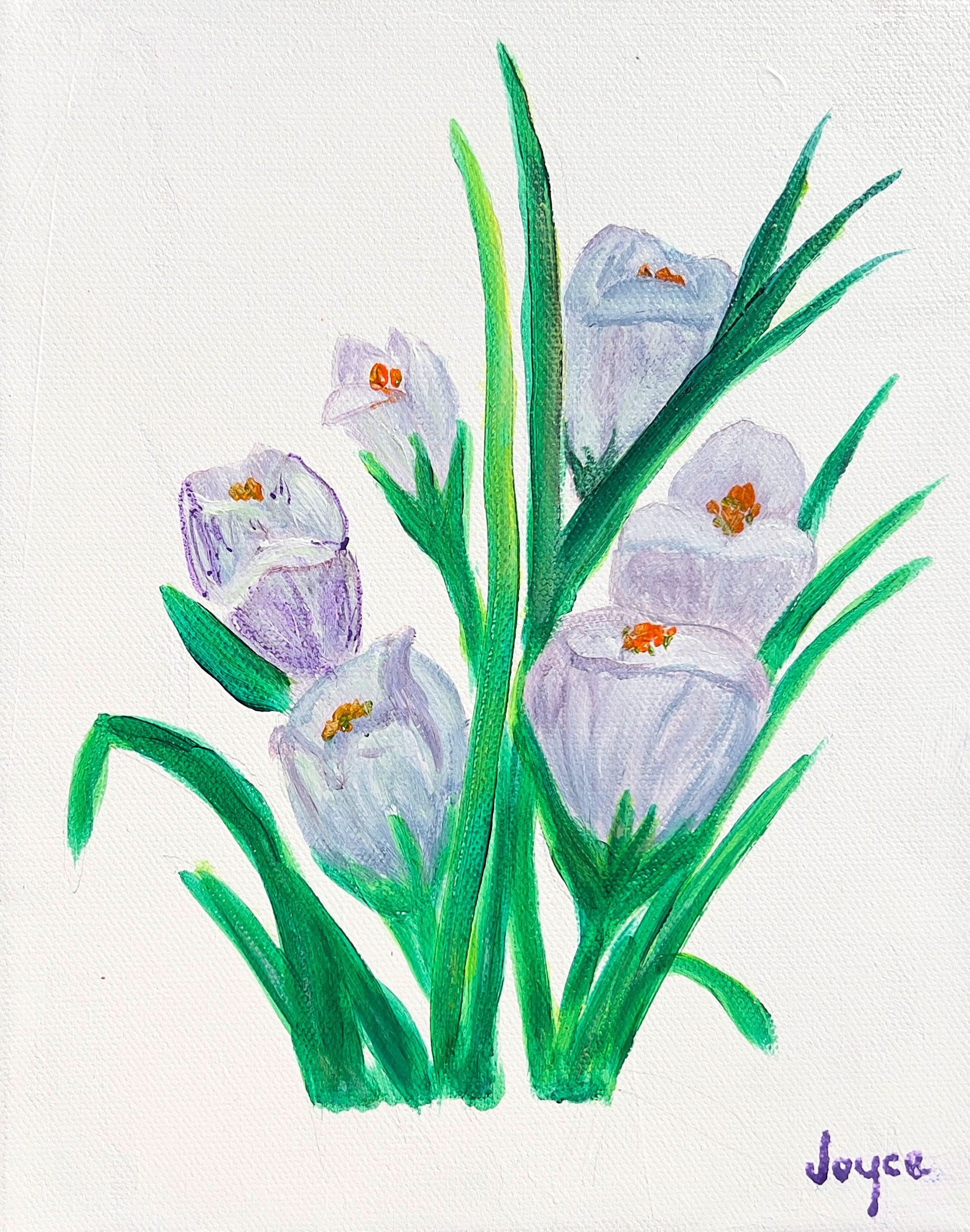 Crocusses painting by Joyce Frederick