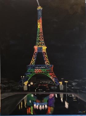 Paris' Tribute to Orlando Victims - Original art by Joyce Frederick 