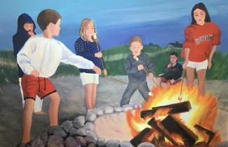 Cape Cod Camp Fire – painting by Joyce Frederick