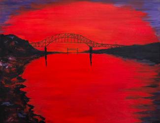 Bourne Bridge At Sunset painting by Joyce Frederick