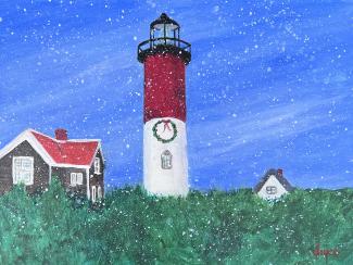 Nauset Lighthouse - Painting by Joyce Frederick